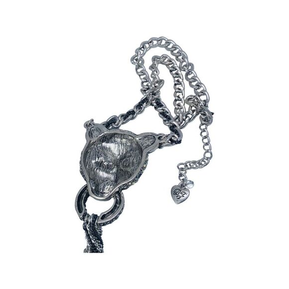 Betsey Johnson Crystal Snow Leopard Door Knocker Necklace 19" WHITEOUT - Picture 10 of 10